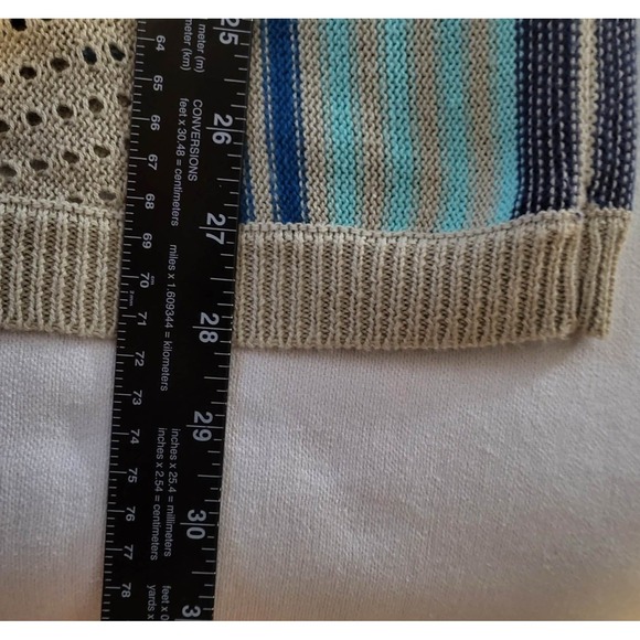 EUC Natural Reflections Women's Lg Striped Open Knit Baja/ Boho Striped Hoodie - Picture 5 of 7